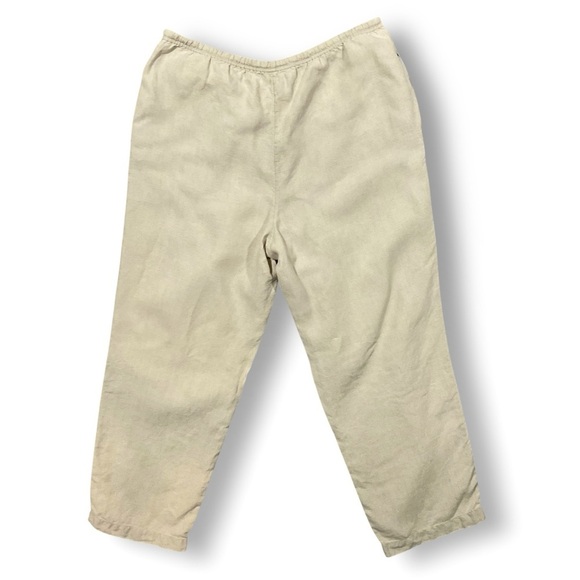 J Jill 100% Linen Drawstring Pants Sz L Wide Leg Neutral Coastal Resortwear Beig - Picture 5 of 9